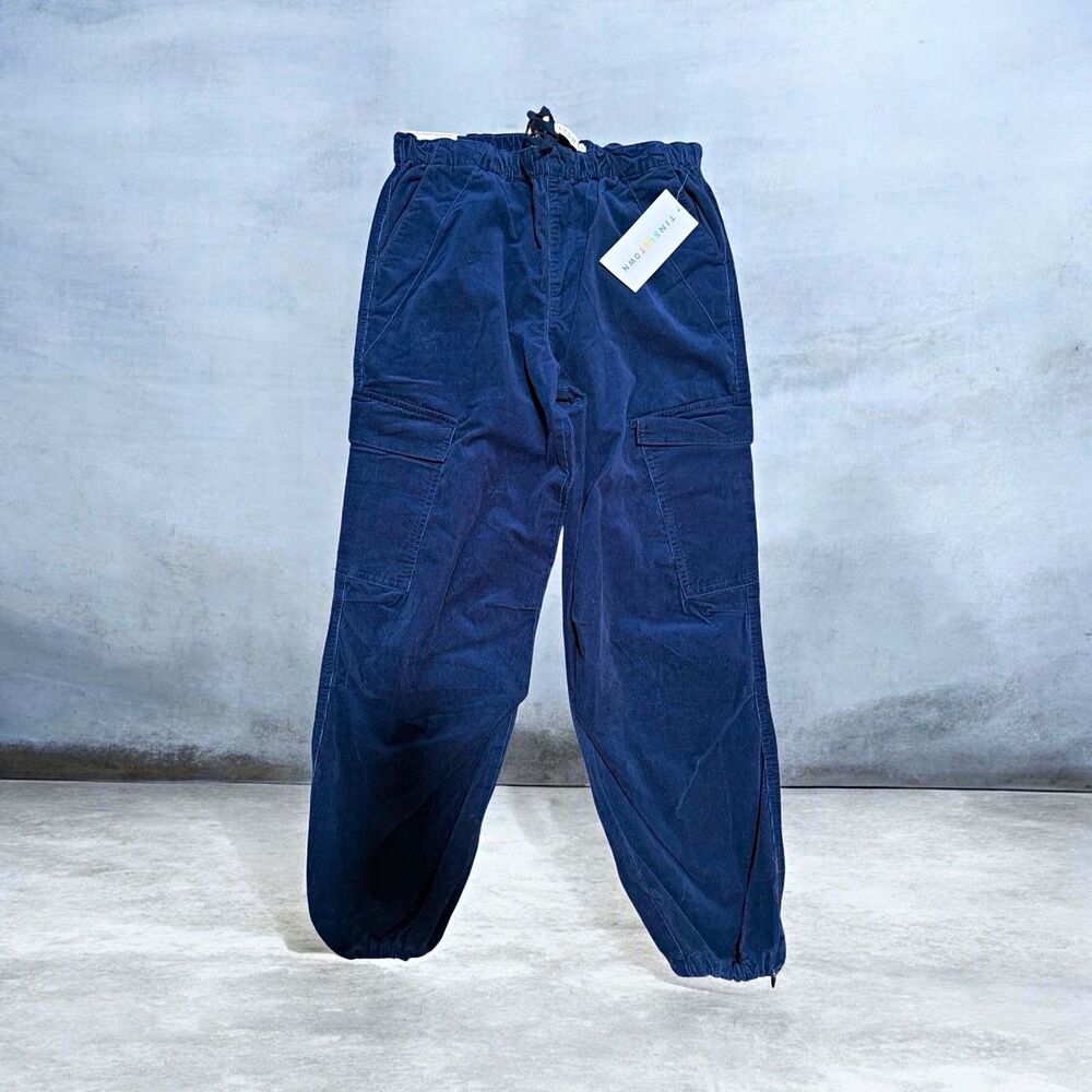 Tinsel Town Women’s Navy Cotton Parachute Pants Drawstring Elastic Waist Size MD